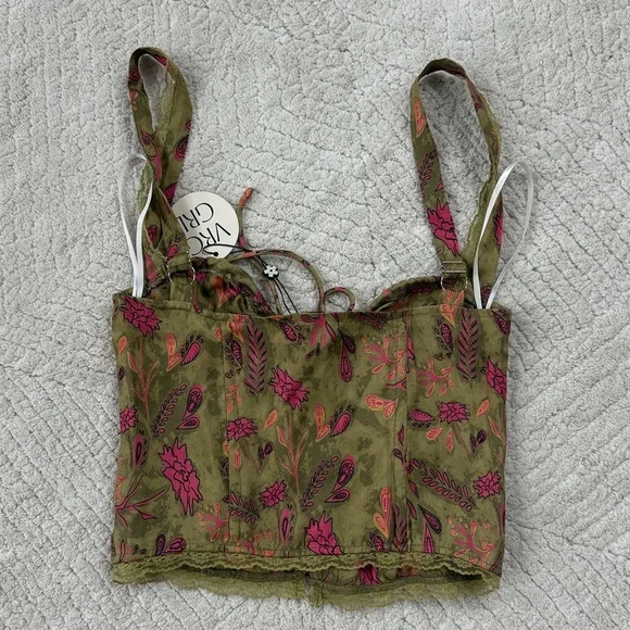 Floral Green and Pink Women's Top - Picture 4 of 4